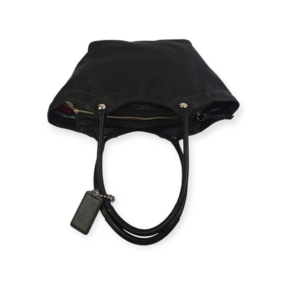 Coach Black Genuine Leather Tote Shoulder Bag Handbag Purse - Picture 6 of 13